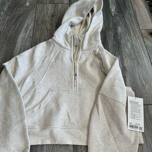 Women's Heather Oatmeal 1/2 Zip Scuba Hoodie